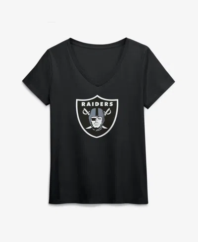 Logo Athletic Women's Las Vegas Raiders V-neck Short-sleeve T-shirt In Black