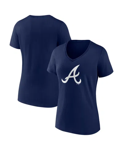 Logo Athletic Women's Navy Atlanta Braves V-neck T-shirt In Blue