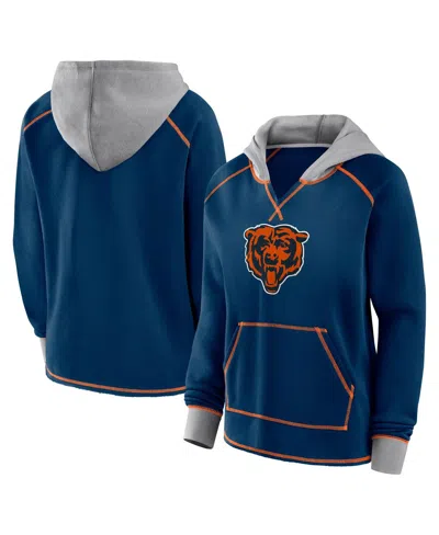 Logo Athletic Women's Navy Chicago Bears Boom Fleece Pullover V-neck Hoodie