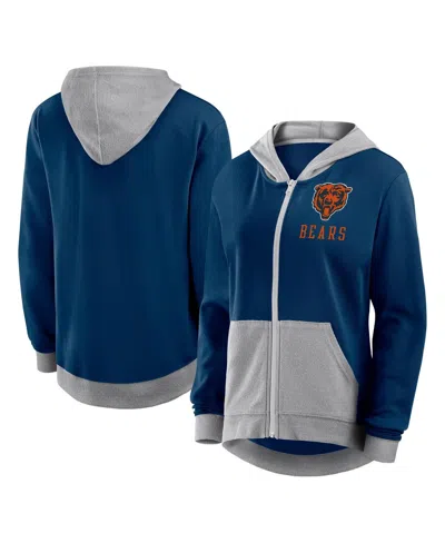 Logo Athletic Women's Navy Chicago Bears Hit It French Terry Full-zip Hoodie