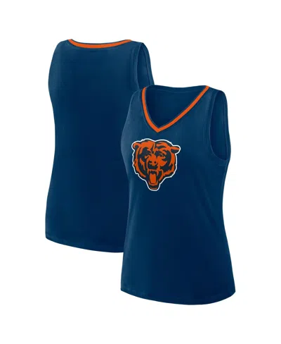 Logo Athletic Women's Navy Chicago Bears Stellar Win V-neck Tank Top In Blue