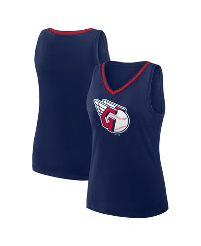 Logo Athletic Women's Navy Cleveland Guardians Stellar Win V-neck Tank Top In Multi