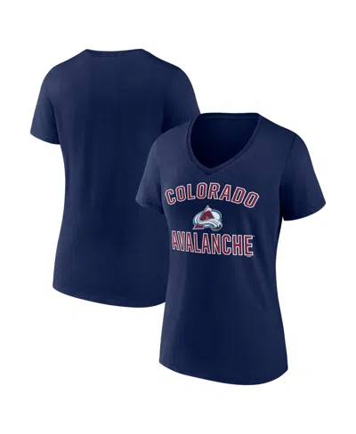 Logo Athletic Women's Navy Colorado Avalanche Arch Victory V-neck T-shirt In Blue