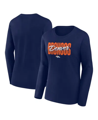 Logo Athletic Women's Navy Denver Broncos Grip Long Sleeve T-shirt