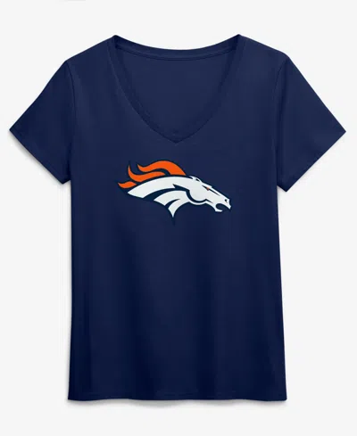 Logo Athletic Women's Navy Denver Broncos Primary Logo V-neck T-shirt In Blue