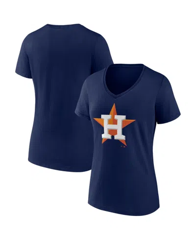 Logo Athletic Women's Navy Houston Astros V-neck T-shirt In Blue