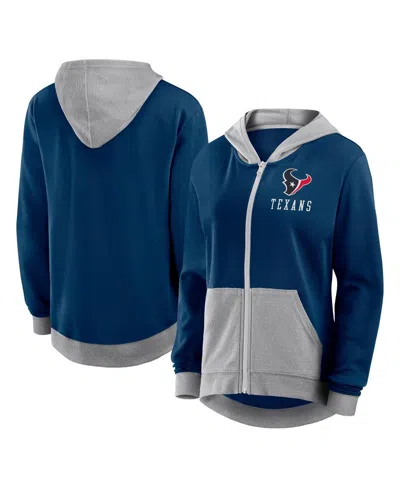 Logo Athletic Women's Navy Houston Texans Hit It French Terry Full-zip Hoodie
