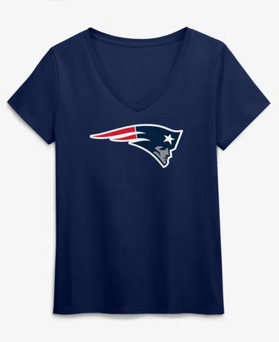 Logo Athletic Women's Navy New England Patriots Primary Logo V-neck T-shirt In Blue