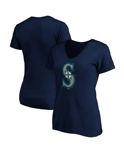 Logo Athletic Women's Navy Seattle Mariners V-neck T-shirt In Blue