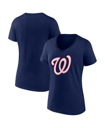 Logo Athletic Women's Navy Washington Nationals  V-neck T-shirt In Blue