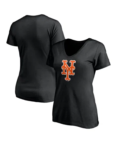 Logo Athletic Women's New York Mets V-neck Short-sleeve T-shirt In Black