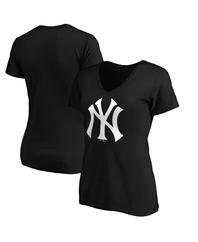 Logo Athletic Women's New York Yankees V-neck Short-sleeve T-shirt In Black