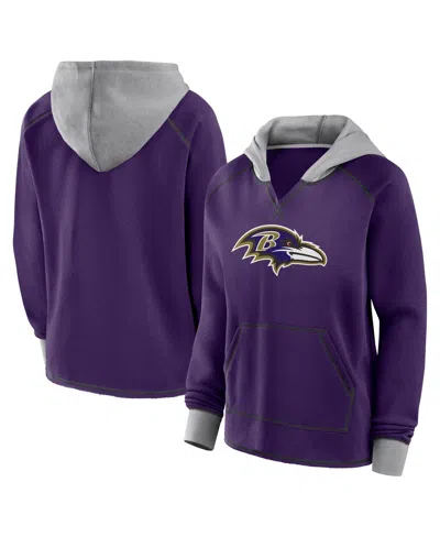 Logo Athletic Women's Purple Baltimore Ravens Boom Fleece Pullover V-neck Hoodie