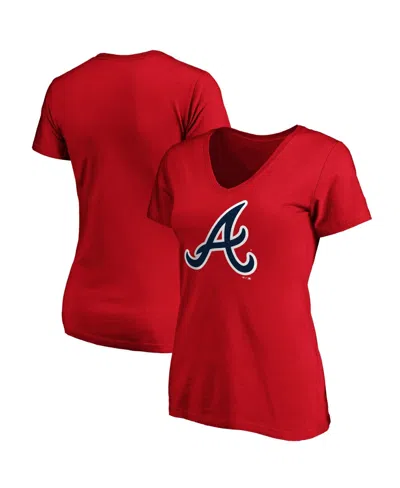Logo Athletic Women's Red Atlanta Braves  V-neck T-shirt