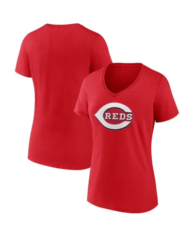 Logo Athletic Women's Red Cincinnati Reds  V-neck T-shirt