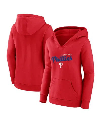 Logo Athletic Women's Red Philadelphia Phillies Logo Triumphant V-neck Pullover Hoodie