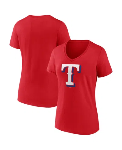 Logo Athletic Women's Red Texas Rangers V-neck T-shirt