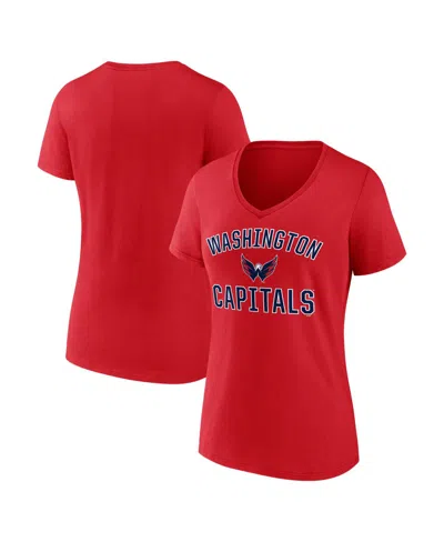 Logo Athletic Women's Red Washington Capitals Arch Victory V-neck T-shirt