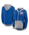 Logo Athletic Women's Royal New York Giants Hit It French Terry Full-zip Hoodie In Blue
