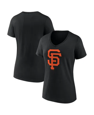 Logo Athletic Women's San Francisco Giants V-neck T-shirt In Black