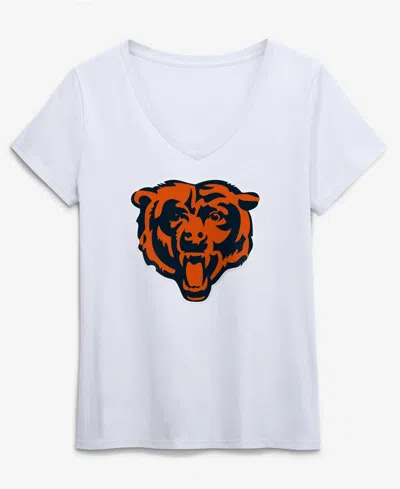 Logo Athletic Women's White Chicago Bears Primary Logo V-neck T-shirt