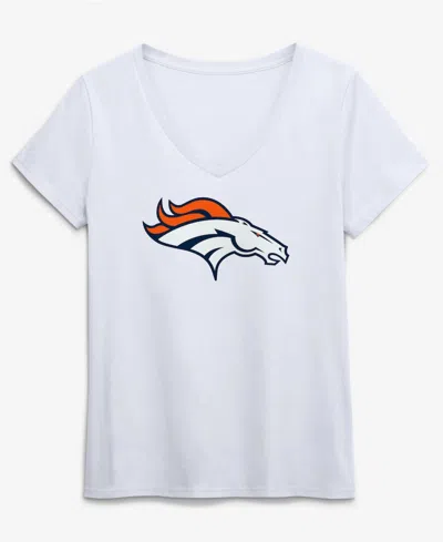 Logo Athletic Women's White Denver Broncos Primary Logo V-neck T-shirt