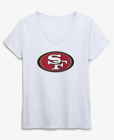 Logo Athletic Women's White San Francisco 49ers Primary Logo V-neck T-shirt