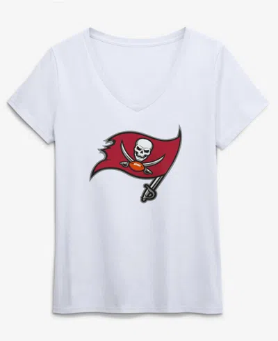Logo Athletic Women's White Tampa Bay Buccaneers Primary Logo V-neck T-shirt