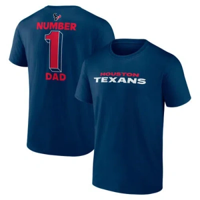 Logo Athletic Men's Â Navy Houston Texans 1 Dad Jersey T-shirt In Blue