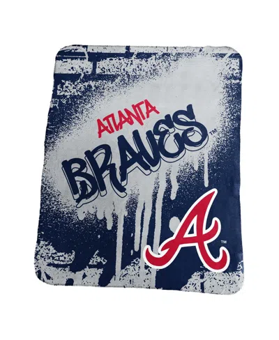 Logo Brands Atlanta Braves 50" X 60" Classic Graffiti Fleece Throw Blanket In Blue