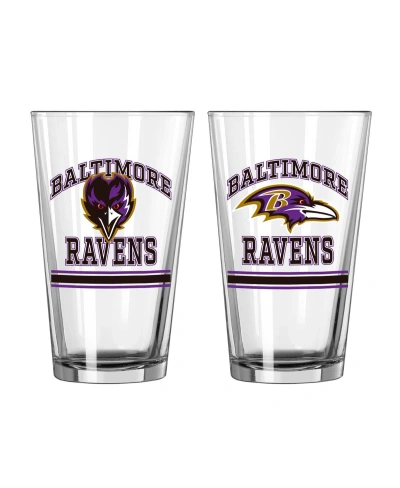 Logo Brands Baltimore Ravens 16 oz Pint Glass Two Pack In Clear