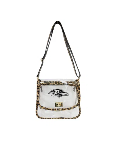 Logo Brands Baltimore Ravens Leopard Print Trim Clear Purse In White