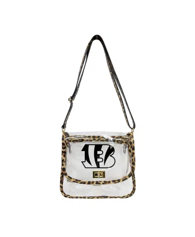 Logo Brands Cincinnati Bengals Leopard Print Trim Clear Purse In Blue