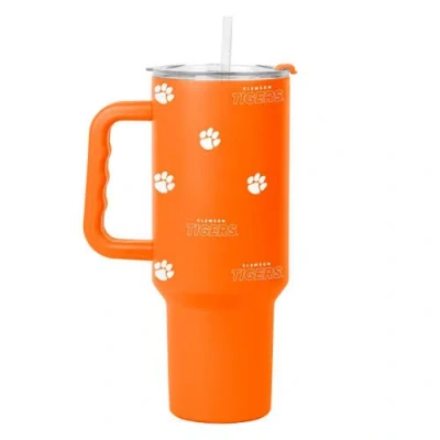 Logo Brands Clemson Tigers 40oz. Step And Repeat Powder Coat Tumbler In Orange