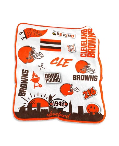 Logo Brands Cleveland Browns 50'' X 60'' Native Raschel Plush Throw Blanket In Multi