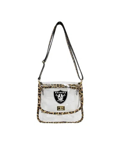 Logo Brands Las Vegas Raiders Leopard Print Trim Clear Purse In Transparent
