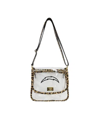 Logo Brands Los Angeles Chargers Clear Leopard-print Trim Crossbody Purse In No Color