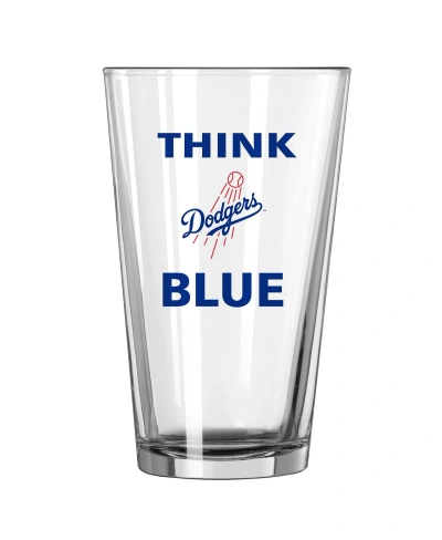 Logo Brands Los Angeles Dodgers 16 oz Team Slogan Pint Glass In Clear