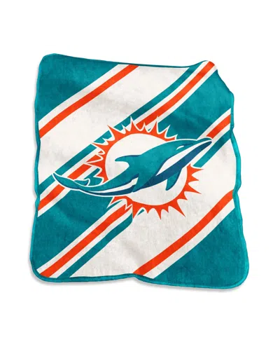 Logo Brands Miami Dolphins 50" X 60" Raschel Stripe Throw Blanket In No Color