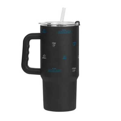 Logo Brands Miami Marlins 24oz. Step And Repeat Powder Coat Tumbler In Black
