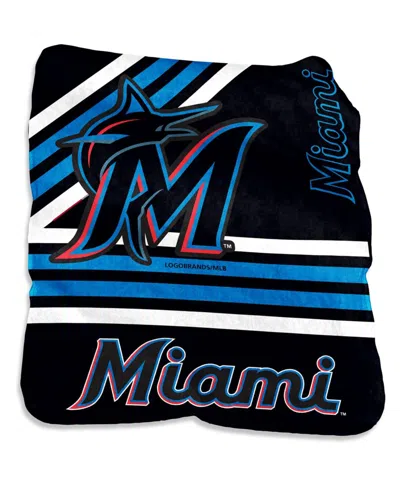 Logo Brands Miami Marlins 50'' X 60'' Plush Raschel Throw Blanket In Multi