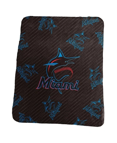 Logo Brands Miami Marlins 50" X 60" Repeating Logo Classic Plush Throw Blanket In Multi
