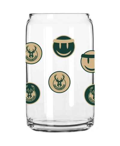 Logo Brands Milwaukee Bucks 16 oz Smiley Can Glass In Clear