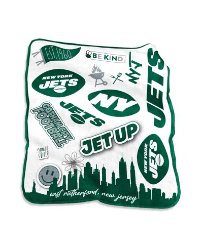 Logo Brands New York Jets 50'' X 60'' Native Raschel Plush Throw Blanket In Multi