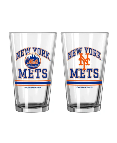 Logo Brands New York Mets 16 oz Pint Glass Two Pack In Clear