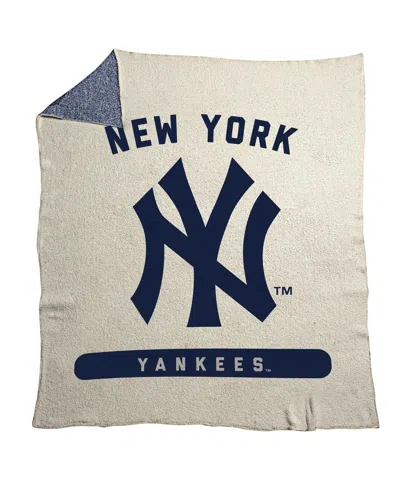 Logo Brands New York Yankees 50" X 60" Luxe Dreams Throw Blanket In Oatmeal