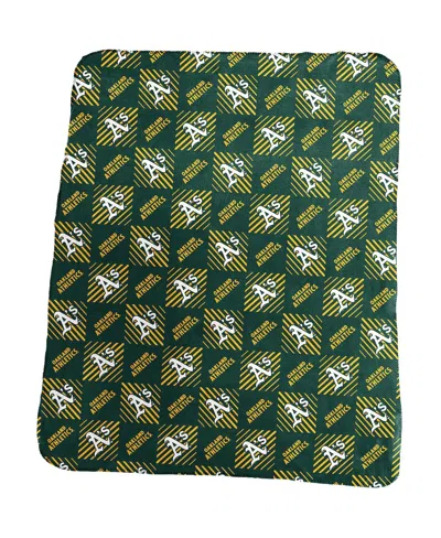 Logo Brands Oakland Athletics 60'' X 50'' Repeating Pattern Fleece Throw Blanket In Green,yellow