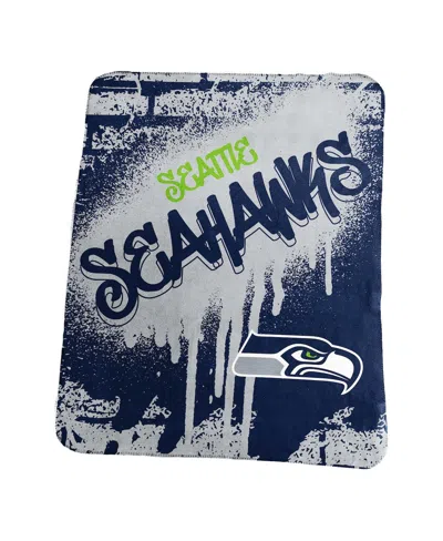Logo Brands Seattle Seahawks 50" X 60" Classic Graffiti Fleece Throw Blanket In Blue