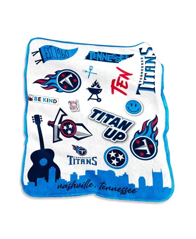 Logo Brands Tennessee Titans 50'' X 60'' Native Raschel Plush Throw Blanket In White,blue
