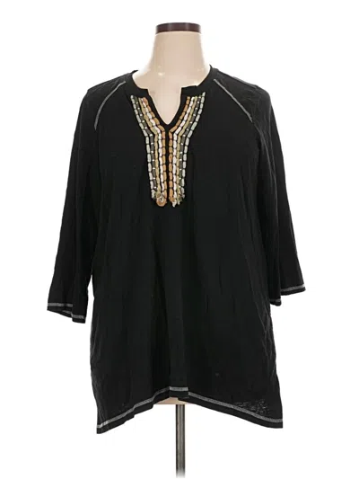 Pre-owned Logo By Lori Goldstein 3/4 Sleeve Blouse In Black